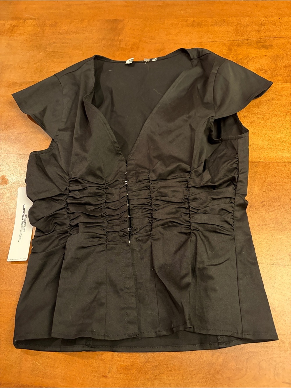 Princess Polly Black Ruched V-Neck Blouse